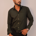 Bottle green stretch cotton