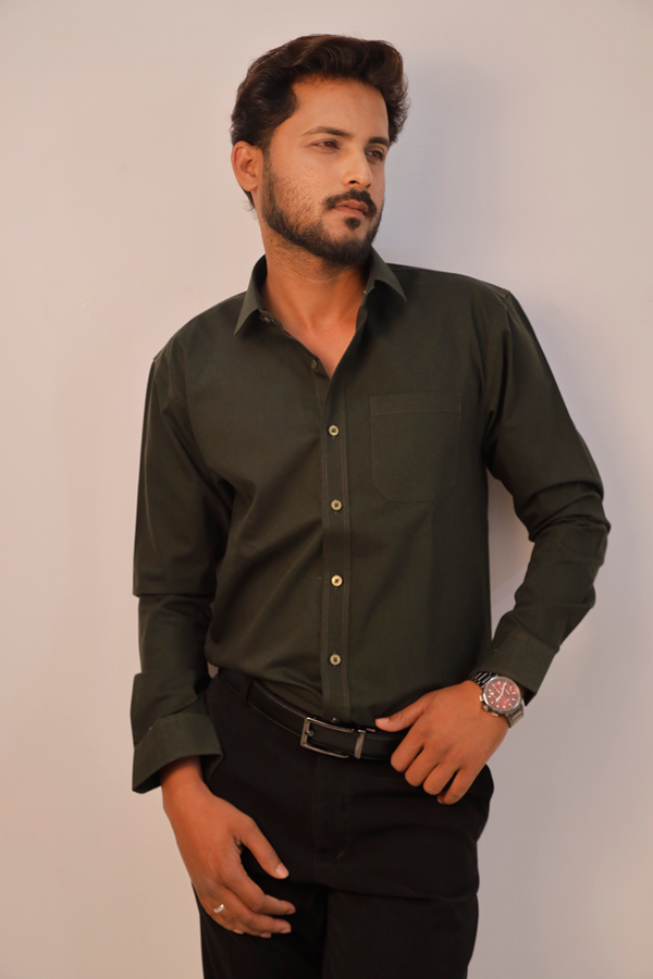 Bottle green stretch cotton