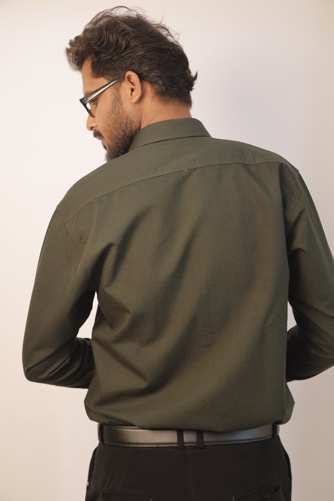 Bottle green stretch cotton