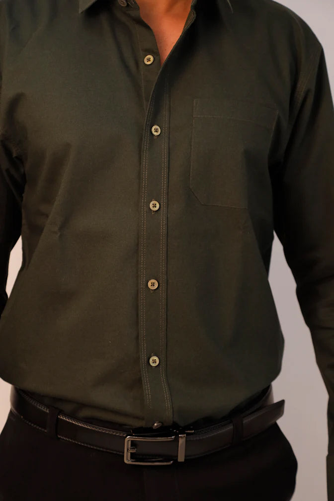 Bottle green stretch cotton